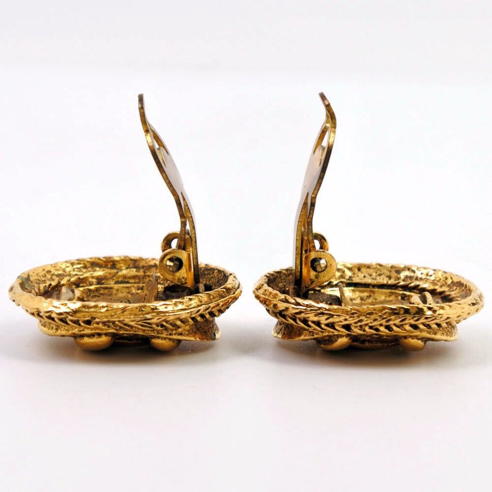CHANEL COCO Mark vintage Earring Plated Gold Women - Picture 2 of 7